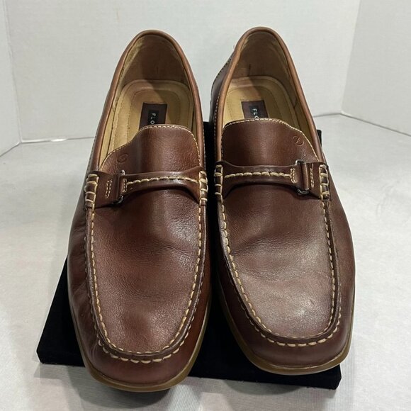 Florsheim Bit Loafers Brown Leather Slip On Dress Shoes Mens 10M